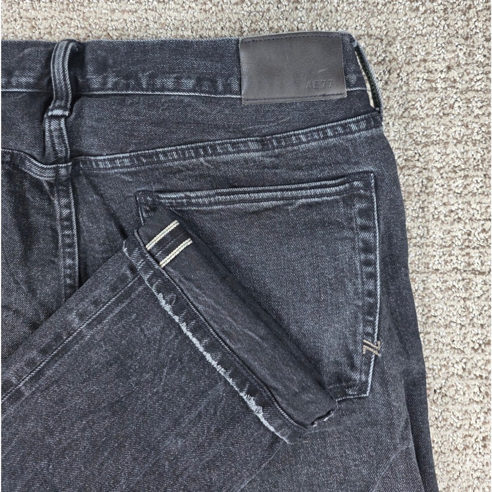 American Eagle Mens Slim Selvedge Jeans 34x34 Black Button Fly Denim Pants